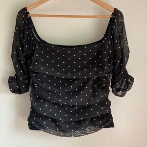 Anthropologie Black Polka Dot Blouse